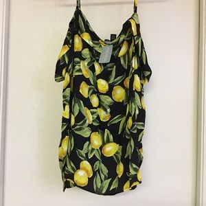 Forever21 off the shoulder lemon top NWT